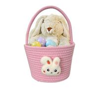 Qzdtue Easter Baskets, Soft Festive Candy Storage Container, Empty Bunny Basket with Handle, 9.06x7.09x6.3in, Ideal for Babies, Candy Bag, Party Treats, Egg Hunt, Yellow/Blue/Pink