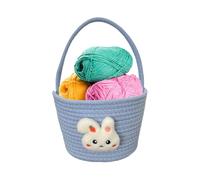 Qzdtue Easter Baskets, Soft Festive Candy Storage Container, Empty Bunny Basket with Handle, 9.06x7.09x6.3in, Ideal for Babies, Candy Bag, Party Treats, Egg Hunt, Yellow/Blue/Pink