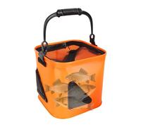 Qzdtue Fishing Bucket, Wider Handle Foldable Fishing Organizer 26 x 26 x 24 cm, Multi-Functional Tackle Storage Bag, Transport Box for Kayaks, Camping, Beach, Boat Use, arancione, Se référer au