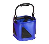 Qzdtue Fishing Bucket, Wider Handle Foldable Fishing Organizer 26x26x24cm, Multi-Functional Tackle Storage Bag, Transport Box for Kayaks, Camping, Beach, Boat Use