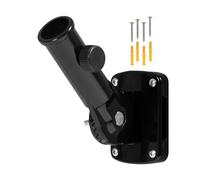 Qzdtue Flag Pole Holder, Flag Bracket, Mount, Black, Adjustable Rust Proof Aluminum Lega Design, Fits Vertical, Orizzontal Display for July 4th Railings Beach House Sports Use