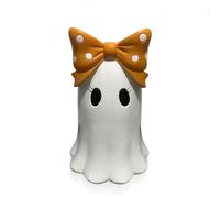 Qzdtue Ghost Figurine, Halloween Resin Statue for Cute Desktop Display, Craft Decoration with Bowknot Design Dinner Table Centerpiece Haunted Setup, Gothic Ornament Photo Props Wedding Indoor
