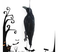 Qzdtue Halloween Black Crows, Realistic Dead Crow, 16,93 x 6,3 x 6,3 cm, Garden Decoy, Simulation Bird Figurine, Ringraziamento Display, for Masquerade Prop, Haunted House, Porch Decor, Terrace Accent