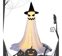 Qzdtue Halloween Ghost Decor, Light-Up Spooky Ornament, Horror-Themed Decoration, 16,54 x 8,66 x 3,54 pollici, ideale per tavolo, room, bagno, kitchen, porch, giardino, bedroom, cortile, porta, casa