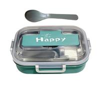 Qzdtue Kids Lunch Box, Snack Container Set, Leakproof Food Storage, Multicolore, 3-Compartment Tray Design, Built In Utensils Feature, Preschool School Daycare Picnic Travel Use