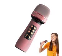 Qzdtue Microphone for Singing, Handheld Wireless Mic, Wireless Party Microphone with LED Lights, 3-Layer Noise-Canceling, for Birthday, Wedding, Christmas, Multi-function Buttons