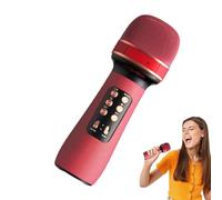 Qzdtue Microphone for Singing, Handheld Wireless Mic, Wireless Party Microphone with LED Lights, 3-Layer Noise-Canceling, for Birthday, Wedding, Christmas, Multi-function Buttons