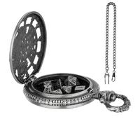 Qzdtue Pocket Watch Dice, Metal Polyhedral Dice, Vintage Dice Set, Tabletop Game Dice, Board Game Accessories, Dice in Watch Case, Metal Dice Set, RPG Dice Collection, Game Night Dice, Family Dice