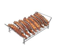 Qzdtue Rastrelliera per costole, supporto per arrosti in acciaio inossidabile, supporto per barbecue antiruggine 35 x 19,5 x 10 cm, accessorio per la preparazione della carne per uso alimentare