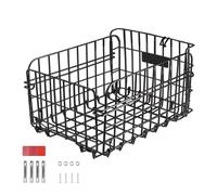 Qzdtue Rear Basket Bike, Folding Back Crate, 14,57 x 10,63 x 7,87 pollici, Grande Capacity Carrier, Sturdy Metal Frame, Easy Mount Design, for Road Mountain, Grocery Luggage Transport