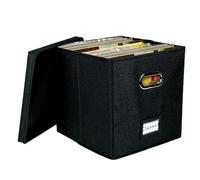 Qzdtue Record Crate, Album Holder with Lid, Home Album Decorative Box, (Black) 5.12x5.12x5.12 Inches for 50+ 12-Inch Records, Protect Your Precious Collection