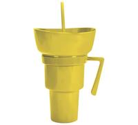 Qzdtue Snack and Drink Cup, Leakproof Food Holder Container, Compartment Design, 900 ml per chips, Candy, Popcorn, Juice, Tea, Milk, Portatile Party, Travel, Picnics, Scuola, Outdoor Adult Use