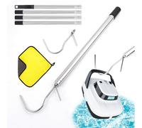 Qzdtue Telescopic Cleaning Tool, Heavy Duty Retrieval Hook, Extendable Pole, 1.6m, Water Debris Removal Adjustable Length Outdoor Pool Pond Beach Use Outdoor Maintenance Needs Ergonomically Designed