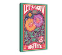 QZFNCOYU Poster su tela con scritta "Let's Grow Together", decorazione artistica da parete per soggiorno, camera da letto, 20 x 30 cm