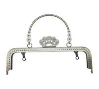 QZHAXITYT Telaio for Borsa a Secchiello Kiss in Metallo | Multicolore 20 cm, per borsa: chiusura a forma di secchiello con motivo floreale retrò in metallo(Bronze)
