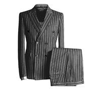 QZI Uomo Completo Giacca Doppiopetto a Righe e Pantaloni Gilet