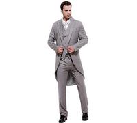 QZI Uomo Tailcoat Slim Fit 3 Pezzi Abito Giacca da Pranzo Giacca a Coda di Rondine