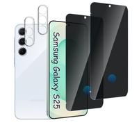 QZJinch 2 Pezzi Privacy Pellicola Protettiva per Samsung Galaxy S25 e 2 Pezzi Pellicola Fotocamera,Senza Bolle,Anti-Graffio, Durezza 9H,Ultra Resistente,Anti-Impronte