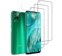 QZJinch 3+3 Pezzi Pellicola Vetro Temperato per HUAWEI P40 Lite,3 Pezzi Pellicola Protettiva e 3 Pezzi Pellicola Fotocamera,Bordi curvi 2.5D,Ultra HD,Senza Bolle,Anti-Graffio,Durezza 9H