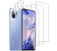 QZJinch 3+3 Pezzi Pellicola Vetro Temperato per Xiaomi Mi 11 Lite 5G NE,3 Pezzi Pellicola Protettiva e 3 Pezzi Pellicola Fotocamera,Bordi curvi 2.5D,Ultra HD,Senza Bolle,Anti-Graffio,Durezza 9H