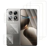 QZJinch 6 Pezzi Pellicola Vetro Temperato per Xiaomi Mi 14T,3 Pezzi Pellicola Protettiva e 3 Pezzi Pellicola Fotocamera,Bordi curvi 2.5D,Ultra HD,Senza Bolle,Anti-Graffio,Durezza 9H