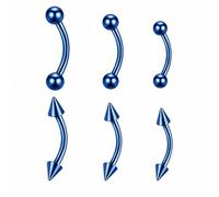 QZKJQDD 6 Pcs Vertical Labret Lip Bars & Eyebrow Piercing Jewellery, Curved Barbell Piercing, Bridge Tongue Rings for Eyebrow Lip Curved Barbell Helix Rings Piercing (6/8/10mm)