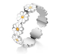 QZKJQDD Anello Anxiety con margherita, anti-stress, Shade Anxiety, in acciaio inox, per attacchi di panico, anello per il pollice, per le dita, argento