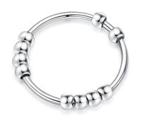QZKJQDD Anxiety - 2 anelli in argento, anti-stress, shade anxiety, in acciaio inox, per attacchi di panico, per il pollice, per le dita, argento