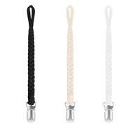 QZKJQDD Catenella per ciuccio per bambini, 3 pezzi, clip per catenella per ciuccio, in tessuto, per carrozzina, per seggiolino auto, nastro per ciuccio