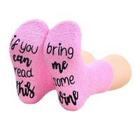 QZKJQDD Regali per donne, regalo di compleanno per donne, calzini con scritta "Bring me some wine if you can read thig, compleanno donna, regalo di Natale per ragazze, Colore: rosa., 36-45