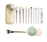 QZLSAYSL Set di 15 pennelli per trucco, real techniques, collezione professionale di pennelli per trucco viso e occhi, completo di custodia e nappa per cipria come accessorio