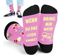 QZOSZ Calzini divertenti con scritta in lingua tedesca "Wenn du das LESEN KANNST KANNING MIR WIN Anniversario Natale Compleanno Calzini vino Regalo di Natale, Colore: rosa.