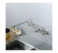 QZQJUILU Rubinetto per riempire pentole, Rubinetto da Cucina Pieghevole a Doppio snodo in Ottone Spazzolato da Parete, Rubinetto per riempire pentole con Miscelatore Caldo e Freddo