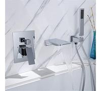 QZQJUILU Rubinetto per Vasca a Cascata, Set Rubinetto per Vasca da Bagno a Parete, Set Rubinetto per Doccia con Maniglia Singola e doccetta, Miscelatore per Vasca a pare(Chrome)