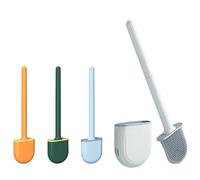 QZROPXOH Scopino for WC in Silicone, Testa Piatta, Flessibile, Montaggio a Parete, Asciugatura Rapida, for la Pulizia degli Angoli del Bagno, for Uso Domestico(White-1 Green-1)