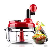 QZUKOY Tritatutto a manovella per frutta e verdura con separatore bianco d'uovo, 1.5 litri, 3 lame in acciaio inox, Processore Alimentare