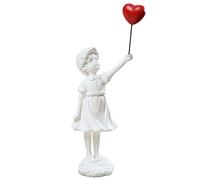 QZVANLON Statua di ragazza con palloncino, sculture d'arte moderna per la decorazione della casa, scultura in resina, ornamento artigianale, statuette da collezione decorazione per soggiorno (bianco)