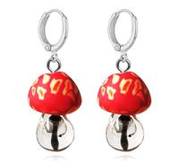 QzxEqz Orecchini pendenti a forma di fungo in stile bohémien 3D, da donna, con ciondoli a forma di fungo, in argilla polimerica, divertente e strano vestito da festa, 自配送, Metallo, Nessuna pietra
