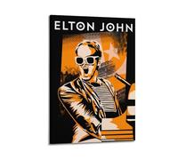 QZXV Elton John Rock N Roll - Tela artistica da parete per soggiorno, camera da letto, 50 x 75 cm, con cornice