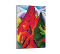 QZXV Georgia O'Keeffe artista modernista pittore "Alberi in autunno" Opere d'arte su tela, decorazione artistica da parete per soggiorno e camera da letto, 50 x 75 cm, con cornice