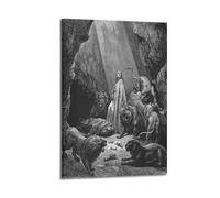 QZXV Poster su tela, motivo: Daniel nella tana dei leoni di Gustave Dore, decorazione artistica da parete per soggiorno, camera da letto, 40 x 60 cm, con cornice