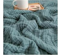 QZYGWCS Coperta In Garza Bubble Waffle Soffice e Morbida Come Una Nuvola Coperta In Mussola di Cotone 100% per Letto e Divano Leggera Traspirante e Adatta a Tutte Le Stagioni(Dark Green,130 * 150CM)