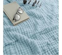 QZYGWCS Coperta In Garza Bubble Waffle Soffice e Morbida Come Una Nuvola Coperta In Mussola di Cotone 100% per Letto e Divano Leggera Traspirante e Adatta a Tutte Le Stagioni(Blue,200 * 230CM)