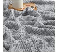 QZYGWCS Coperta In Garza Bubble Waffle Soffice e Morbida Come Una Nuvola Coperta In Mussola di Cotone 100% per Letto e Divano Leggera Traspirante e Adatta a Tutte Le Stagioni(Light Gray,130 * 150CM)