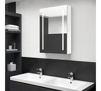 QZZCED Armadio da bagno con specchio LED bianco lucido 50x13x70 cm, mobile da bagno moderno con illuminazione soffusa, finitura in melammina resistente, 3 ripiani interni