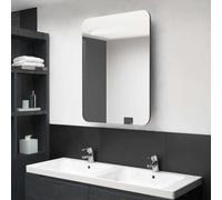 QZZCED Armadio da bagno con specchio LED grigio brillante, 60 x 11 x 80 cm, mobile da parete con illuminazione a LED integrata e ripiani di stoccaggio, moderno armadio per WC personale