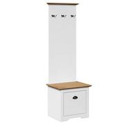 QZZCED Armadio da corridoio con ganci BODO bianco e marrone, 50 x 40 x 157 cm