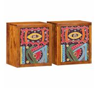 QZZCED Armadio da parete con texture dipinta a mano e design boemo moderno, realizzato in legno massello di acacia per riporre e decorare la camera da letto