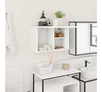 QZZCED Armadio da parete per bagno in legno di ingegneria bianco, 60 x 25 x 40 cm, con meccanismo a molla a gas, ampio spazio di archiviazione e design minimalista per l'organizzazione del