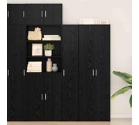 QZZCED Armadio in rovere nero credenza alta con ripiani, armadio per organizzazione della casa, 30 x 42,5 x 185 cm compensato